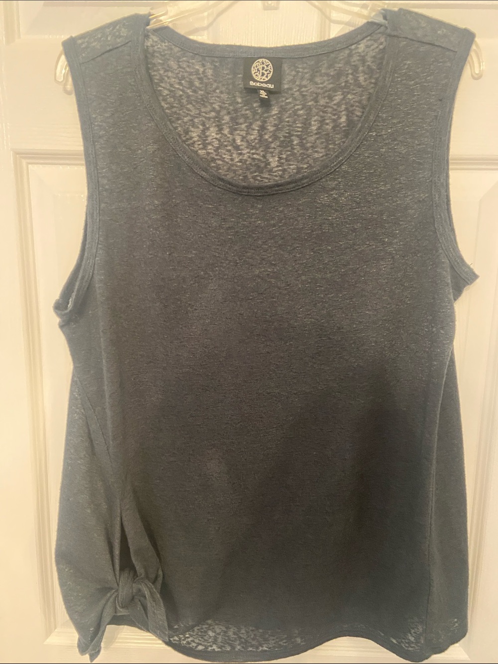 bobeau Navy Sleeveless Tank with Side Knot